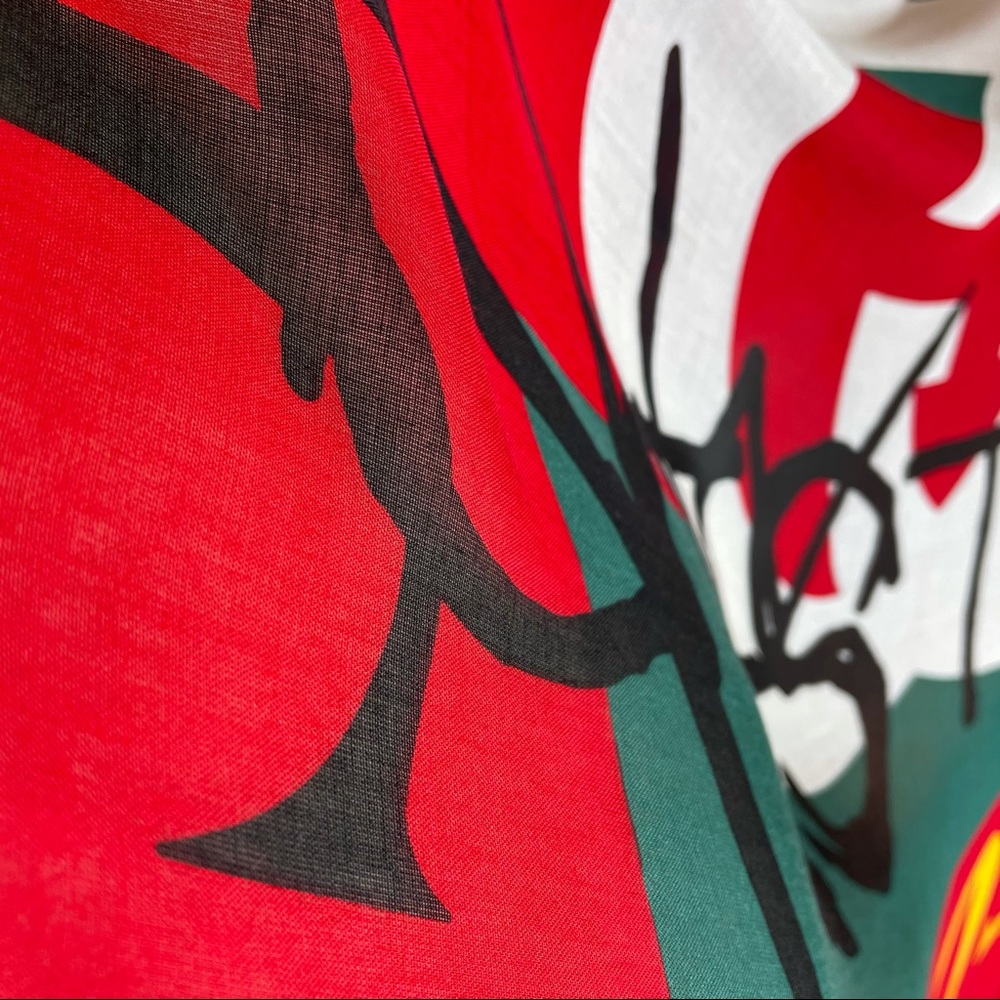 GUCCI Coco Capitan Red Silk Scarf Shawl 494005 Logo Collector Rare Words Luxury - Picture 7 of 15